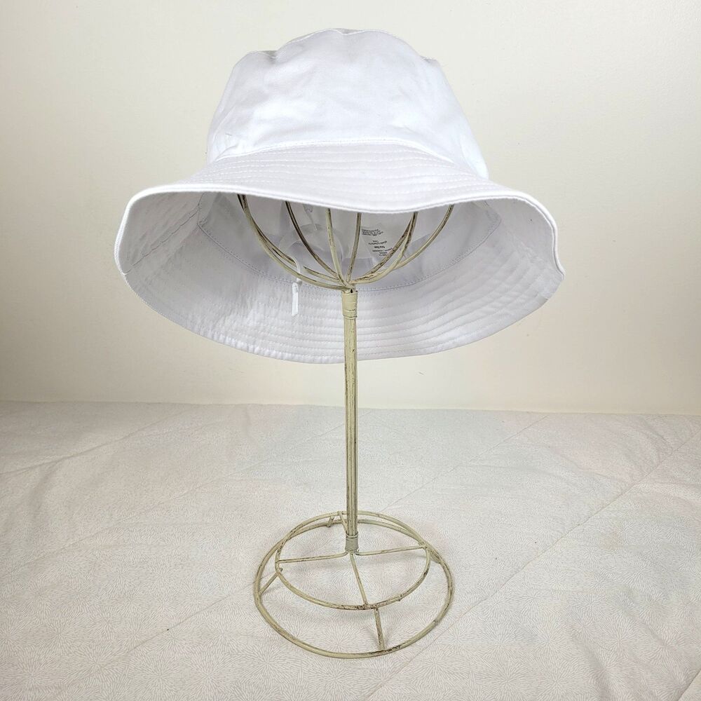Bucket Hat One Size White Solid Pattern Classic Style NWT 100% Cotton Casual